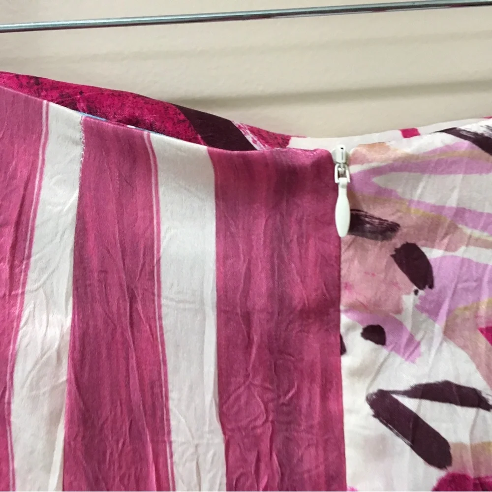 Zara Mixed Print Pink Floral Vertical Stripe High Waist Pencil Skirt Women’s XS - Picture 8 of 8